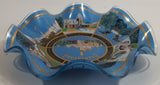 Vintage Disneyland Exclusive Walt Disney Productions Sleeping Beauty's Castle 7 1/2" Diameter Blue Waved Edge Glass Candy Dish / Ash Tray