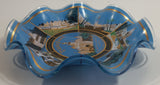 Vintage Disneyland Exclusive Walt Disney Productions Sleeping Beauty's Castle 7 1/2" Diameter Blue Waved Edge Glass Candy Dish / Ash Tray