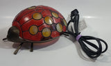 Red with Yellow Dots Painted Glass Bronze Finish Ladybug Ladybird Beetle Lamp Light