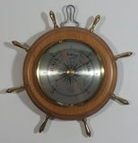 Vintage Fischer 7" Captain's Ships Wheel Wood Cased Barometer with Brass Handles