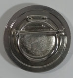 Ornate Engraved Design 1 1/2" Round Silver Tone Brooch Pin