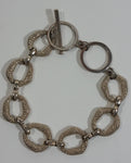 Uniquely Styled Reptile Bubble Bumps Texture Chain Link Style 6 1/2" Long White Gold Tone Bracelet