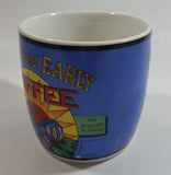 Bright And Early Coffee Blue and White Ceramic Coffee Mug Cup