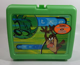 2001 Thermos Brand Warner Bros Looney Tunes Taz Tasmanian Devil Cartoon Character Bright Green Plastic Lunch Box with 10 oz. Thermos Bottle