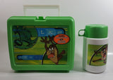 2001 Thermos Brand Warner Bros Looney Tunes Taz Tasmanian Devil Cartoon Character Bright Green Plastic Lunch Box with 10 oz. Thermos Bottle