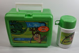 2001 Thermos Brand Warner Bros Looney Tunes Taz Tasmanian Devil Cartoon Character Bright Green Plastic Lunch Box with 10 oz. Thermos Bottle