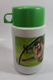 2001 Thermos Brand Warner Bros Looney Tunes Taz Tasmanian Devil Cartoon Character Bright Green Plastic Lunch Box with 10 oz. Thermos Bottle