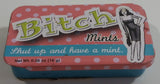 2004 Crass Mint Co Bitch Mints Sugarfree Peppermints Pocket Size Tin Metal Container with Sliding Lid