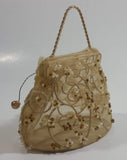 Decorative Lace and Beads Flower Design Metal Wire Framed Purse Bag Ornament