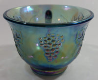 Vintage Indiana Carnival Glass Blue Harvest Leaf Pattern Blue Iridescent Rainbow Punch Bowl Cup
