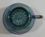 Vintage Indiana Carnival Glass Blue Harvest Leaf Pattern Blue Iridescent Rainbow Punch Bowl Cup