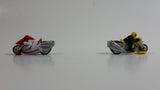 Rare 2005 Hot Wheels Micro Madnetics Exhaustio Yellow and Dragster Red Motorcycle Die Cast Toy Vehicle Fridge Magnets