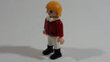 1992 Geobra Playmobil Blonde Girl Red Top White Collar 2" Tall Toy Figure