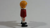 1992 Geobra Playmobil Blonde Girl Red Top White Collar 2" Tall Toy Figure