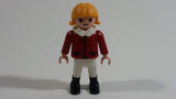 1992 Geobra Playmobil Blonde Girl Red Top White Collar 2" Tall Toy Figure