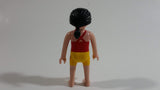 Geobra Playmobil Black Haired Woman Yellow Short Shorts Red Top 3" Tall Toy Figure