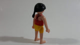 Geobra Playmobil Black Haired Woman Yellow Short Shorts Red Top 3" Tall Toy Figure
