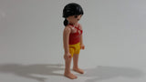 Geobra Playmobil Black Haired Woman Yellow Short Shorts Red Top 3" Tall Toy Figure