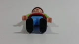 1995 Geobra Playmobil Brown Haired Boy Blue Pants Red Top Green Sleeves 2" Tall Toy Figure