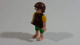 Geobra Playmobil Brown Haired Girl Green Shorts Brown Top Yellow Sleeves 2" Tall Toy Figure