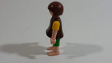 Geobra Playmobil Brown Haired Girl Green Shorts Brown Top Yellow Sleeves 2" Tall Toy Figure