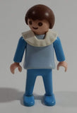 1981 Geobra Playmobil Brown Haired Boy Blue Bottoms Light Blue Top Blue Sleeves White Frill Collar 2" Tall Toy Figure