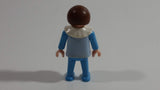1981 Geobra Playmobil Brown Haired Boy Blue Bottoms Light Blue Top Blue Sleeves White Frill Collar 2" Tall Toy Figure