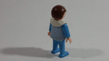 1981 Geobra Playmobil Brown Haired Boy Blue Bottoms Light Blue Top Blue Sleeves White Frill Collar 2" Tall Toy Figure