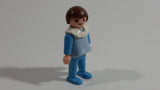 1981 Geobra Playmobil Brown Haired Boy Blue Bottoms Light Blue Top Blue Sleeves White Frill Collar 2" Tall Toy Figure