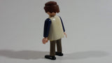 1997 Geobra Playmobil Brown Haired Man Brown Bottoms Cream Top Dark Blue Sleeves 3" Tall Toy Figure