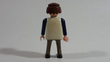 1997 Geobra Playmobil Brown Haired Man Brown Bottoms Cream Top Dark Blue Sleeves 3" Tall Toy Figure