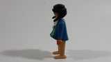 Vintage 1974 Geobra Playmobil Black Haired Native American Indian Man Brown Bottoms Blue Top with White Necklace 3" Tall Toy Figure