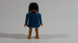Vintage 1974 Geobra Playmobil Black Haired Native American Indian Man Brown Bottoms Blue Top with White Necklace 3" Tall Toy Figure