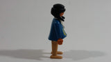 Vintage 1974 Geobra Playmobil Black Haired Native American Indian Man Brown Bottoms Blue Top with White Necklace 3" Tall Toy Figure
