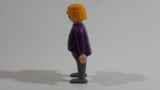 Vintage 1986 Geobra Playmobil Blonde Haired Girl Woman Grey Bottoms Purple and Pink Top 3" Tall Toy Figure