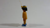 1993 Geobra Playmobil Black Haired Native American Indian Man Yellow Bottoms Yellow Top with Yellow Band with White Feather 3" Tall Toy Figure
