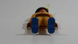 1993 Geobra Playmobil Black Haired Native American Indian Man Yellow Bottoms Yellow Top with Yellow Band with White Feather 3" Tall Toy Figure
