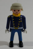 1997 Geobra Playmobil Grey Haired US Military Servicemen Man Blue Bottoms Dark Blue Top 3" Tall Toy Figure