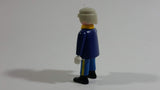 1997 Geobra Playmobil Grey Haired US Military Servicemen Man Blue Bottoms Dark Blue Top 3" Tall Toy Figure