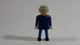 1997 Geobra Playmobil Grey Haired US Military Servicemen Man Blue Bottoms Dark Blue Top 3" Tall Toy Figure
