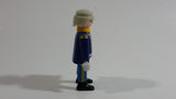 1997 Geobra Playmobil Grey Haired US Military Servicemen Man Blue Bottoms Dark Blue Top 3" Tall Toy Figure