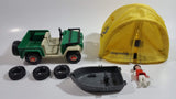 Vintage 1981 Geobra Playmobil Jeep, Tires, Tent, Row Boat, and Girl Figure and Accessories