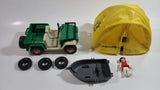 Vintage 1981 Geobra Playmobil Jeep, Tires, Tent, Row Boat, and Girl Figure and Accessories