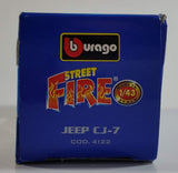 Burago Street Fire No. 4122 Jeep CJ-7 Yellow Shell Pirelli 1/43 Scale Die Cast Toy Car Vehicle New in Box