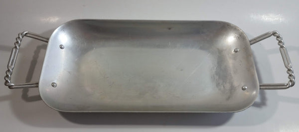 Vintage B.W. Buenilum Hammered Aluminum Serving Platter Tray with Handles Made in U.S.A.