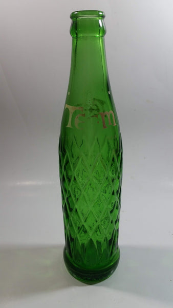 Rare Vintage 1961 Teem Lemon Lime Drink Green Embossed Glass 10 Fl oz Beverage Bottle