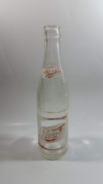 Vintage 1956 Sparkling Pepsi Cola Soda Pop Red and White 10 Fl oz Clear Glass Beverage Bottle Montreal
