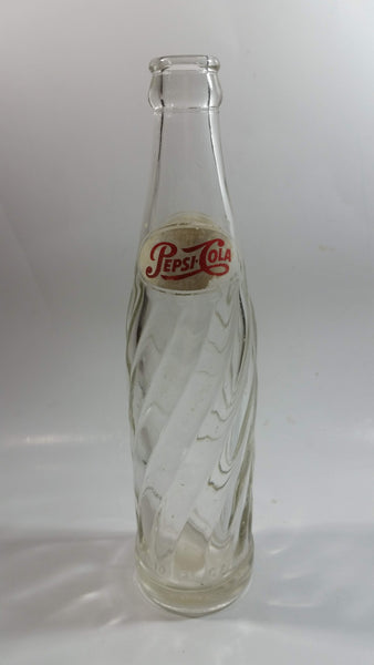 Vintage 1966 Dual Logo Pepsi-Cola Pepsi 10 Fl oz. Clear Twist Soda Pop Bottle