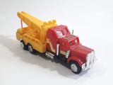 Unknown Brand Semi Tow Truck Red and Yellow Plastic Die Cast Toy Car Vehicle