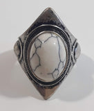 White Howlite Gemstone Sterling Silver Tone Ring